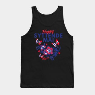 Syttende Mai 17 May Norway Rosemaling Butterflies Flag Tank Top